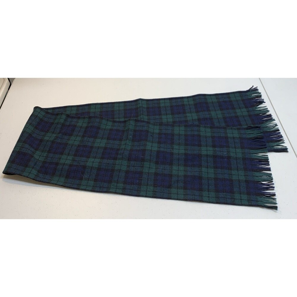 Vintage Pendleton Unisex Black Watch Tartan Virgin Wool Scarf 60x10.5 FLAW